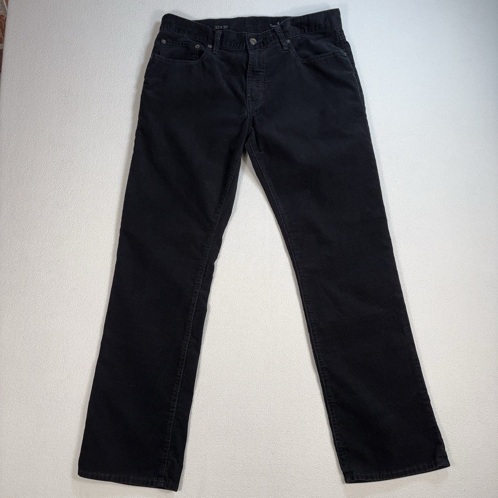 Gap 1969 Straight Corduroy Pants Mens 33 (fits 34x30) True Black 100% Cotton